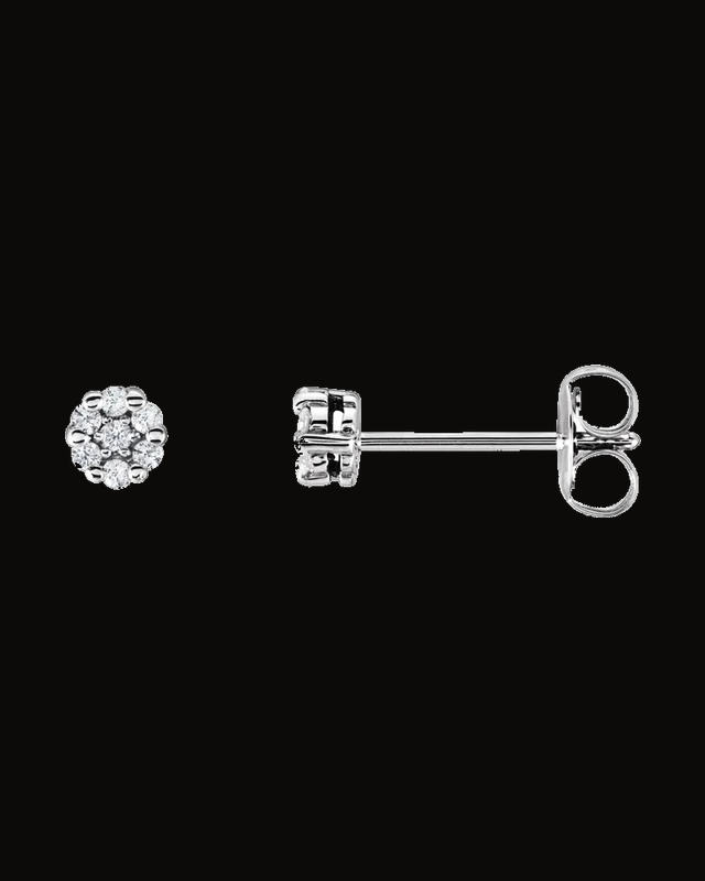 1/10 CTW Natural Diamond Earrings — Rhodium-Plated on 14K White Gold