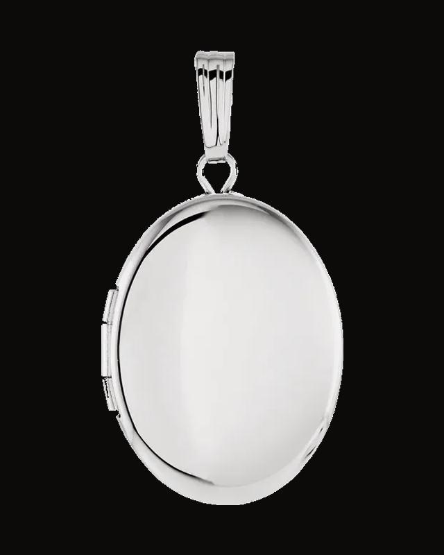 Engravable Oval Locket — Rhodium-Plated on Sterling Silver