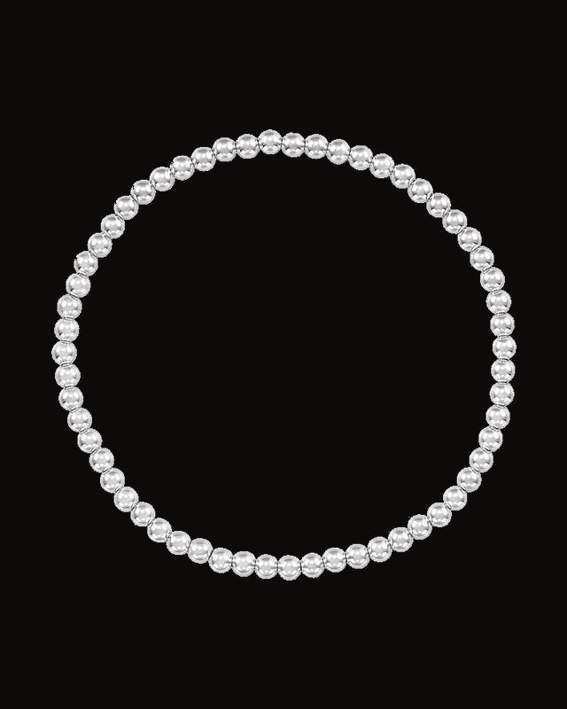 Elastic Beaded Bracelet — Sterling Silver