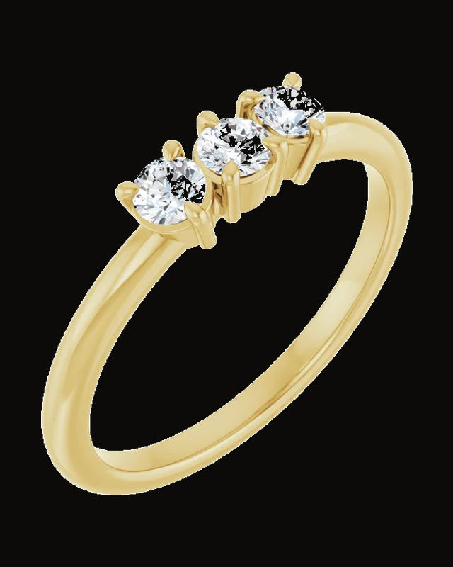 1/4 CTW Lab-Grown Diamond Three-Stone Stackable Ring — 14K Yellow Gold · 1.8 mm