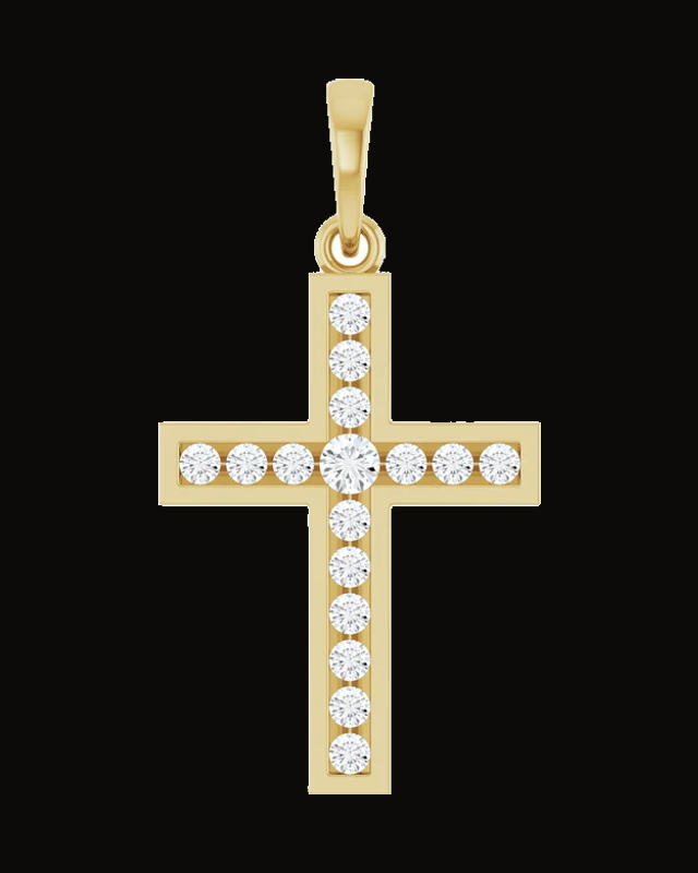 1/4 CTW Natural Diamond Cross Pendant — 14K Yellow Gold