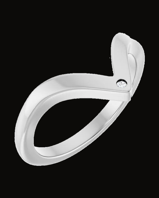 0.0075 Ct Lab-Grown Diamond Contour Band — Rhodium-Plated on 14K White Gold · 2.1 mm