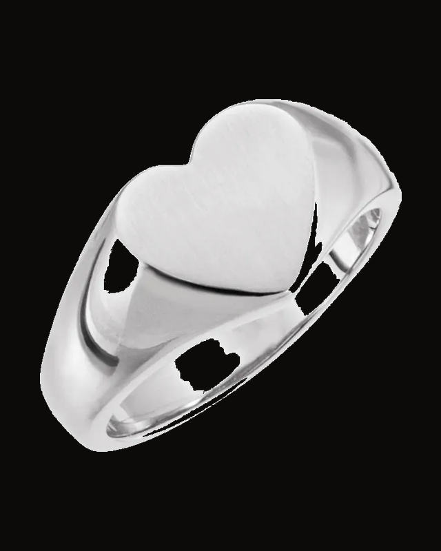 Heart Signet Ring — Sterling Silver · 2.83 mm