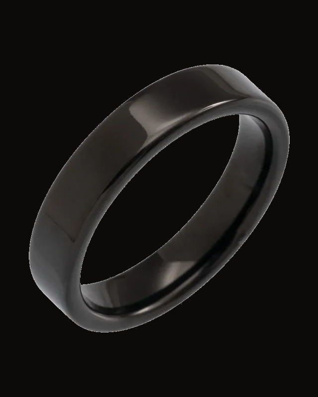 Standard-Fit Flat Band With Black Pvd — Black PVD Tungsten