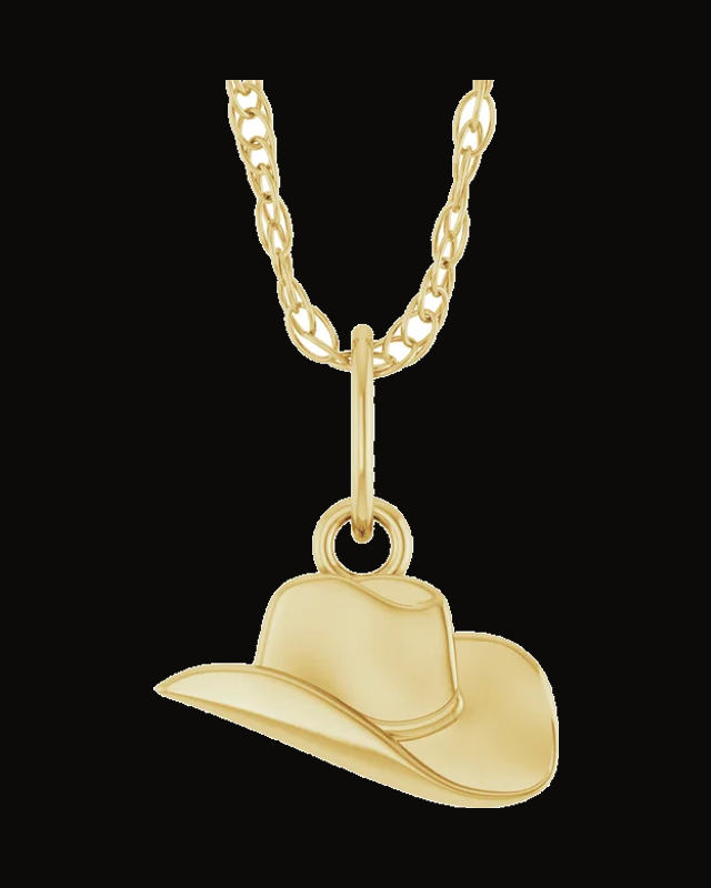 Cowboy Hat Necklace or Pendant — 14K Yellow Gold