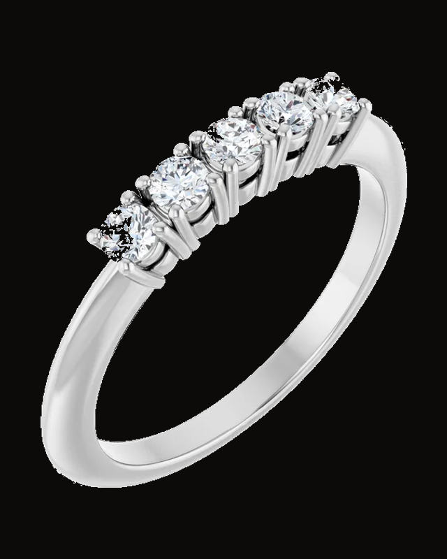 Five-Stone Anniversary Band — Rhodium-Plated on 14K White Gold · 1.8 mm