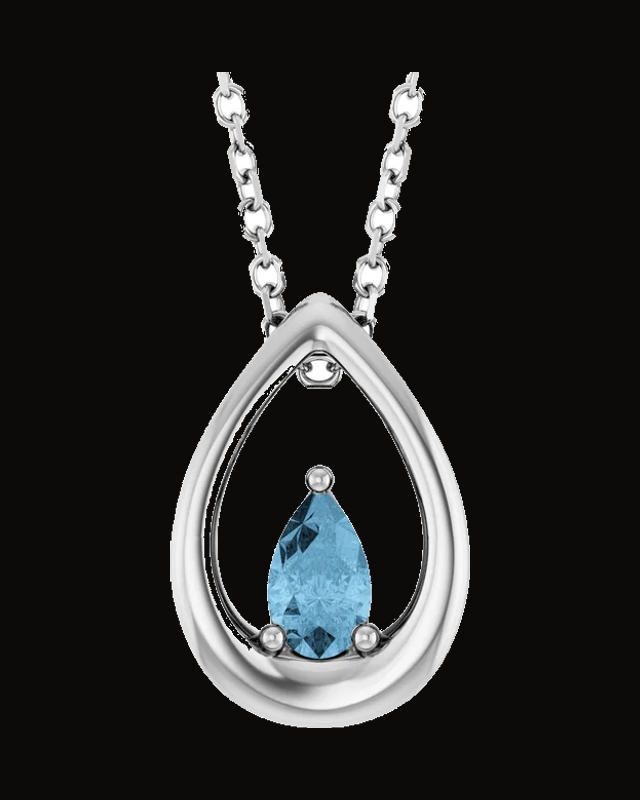 Natural Sky Blue Topaz Solitaire Necklace — Sterling Silver · 5 x 3 mm
