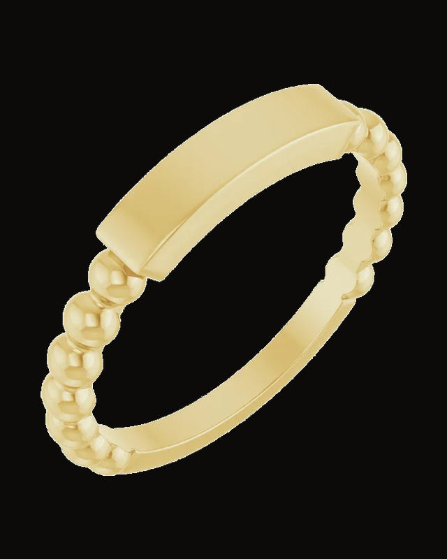 Engravable Beaded Ring — 14K Yellow Gold · 1.8 mm