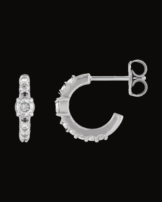 3/8 CTW Lab-Grown Diamond Hoop Earrings — 14K White / Yellow Gold · 3 mm