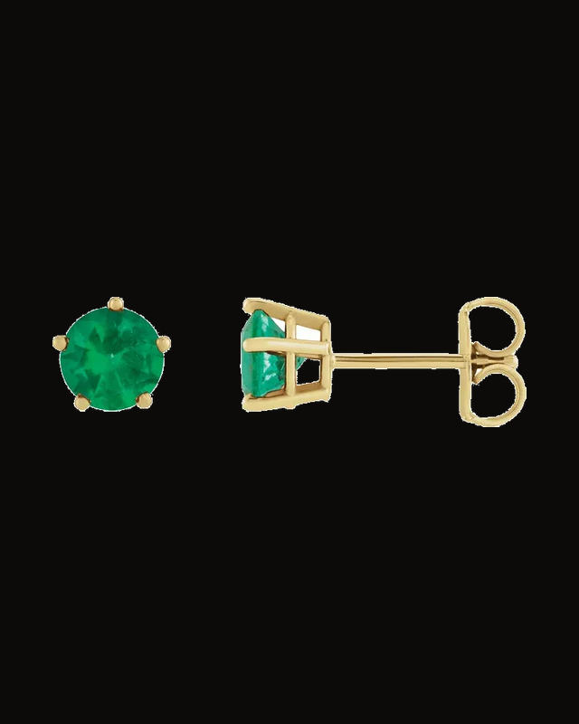 Solitaire Stud Earrings — 14K Yellow / White Gold