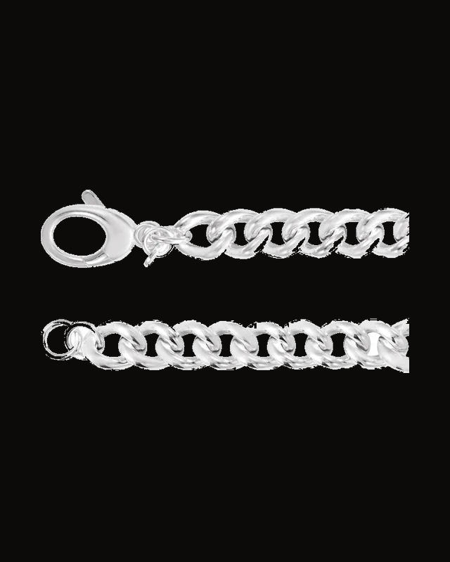 Graduated Curb Chain Bracelet — Rhodium-Plated on Sterling Silver
