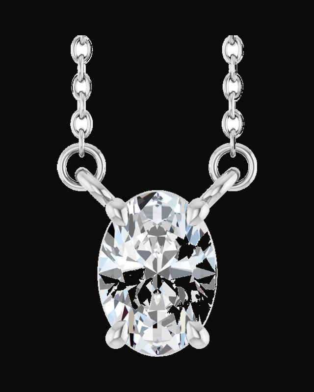 3/4 Ct Lab-Grown Diamond Necklace — Rhodium-Plated on 14K White Gold