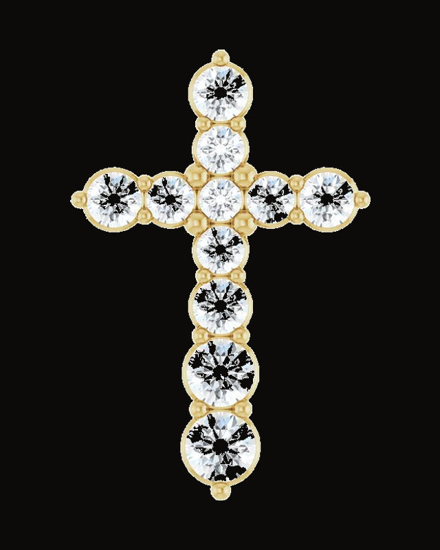 1/2 CTW Lab-Grown Diamond Cross Pendant — 14K Yellow Gold