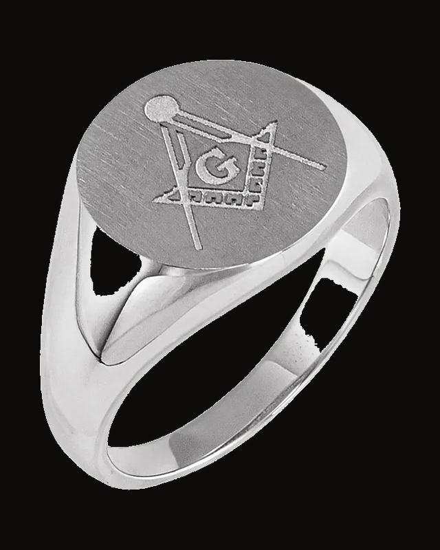 Masonic Signet Ring — Sterling Silver · 15 x 15 mm