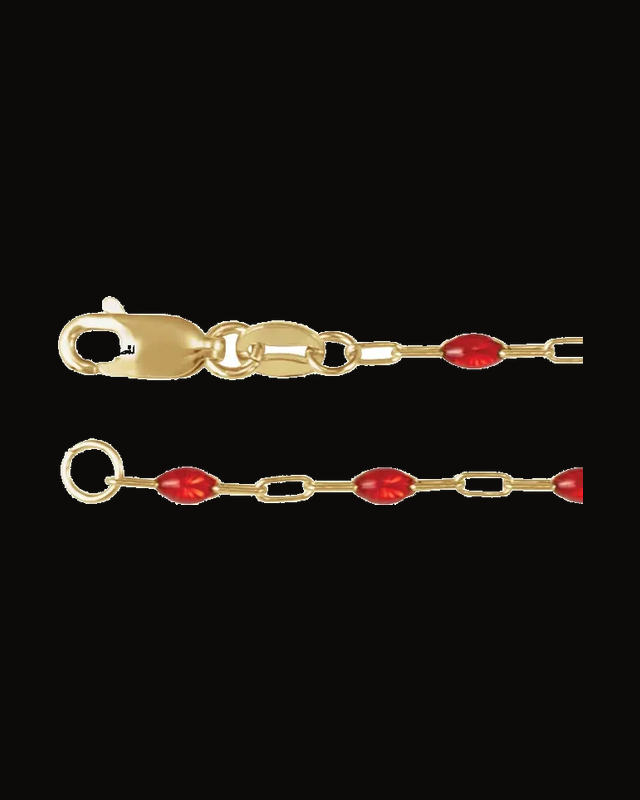 1.6 mm Enamel Bead Paperclip-Style Chain — 14K Yellow Gold-Filled