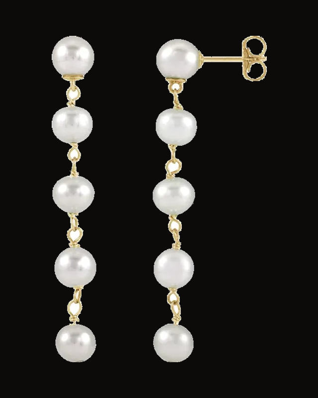 Cultured Freshwater Pearl Dangle Earrings — 14K Yellow Gold
