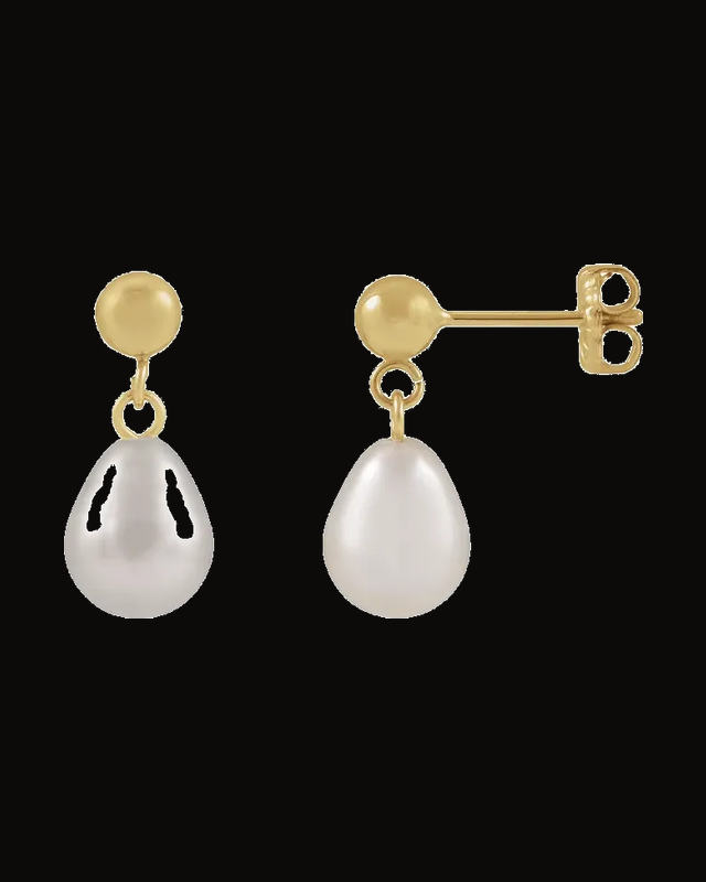 Cultured Freshwater Drop Earrings — 14K Yellow Gold-Filled