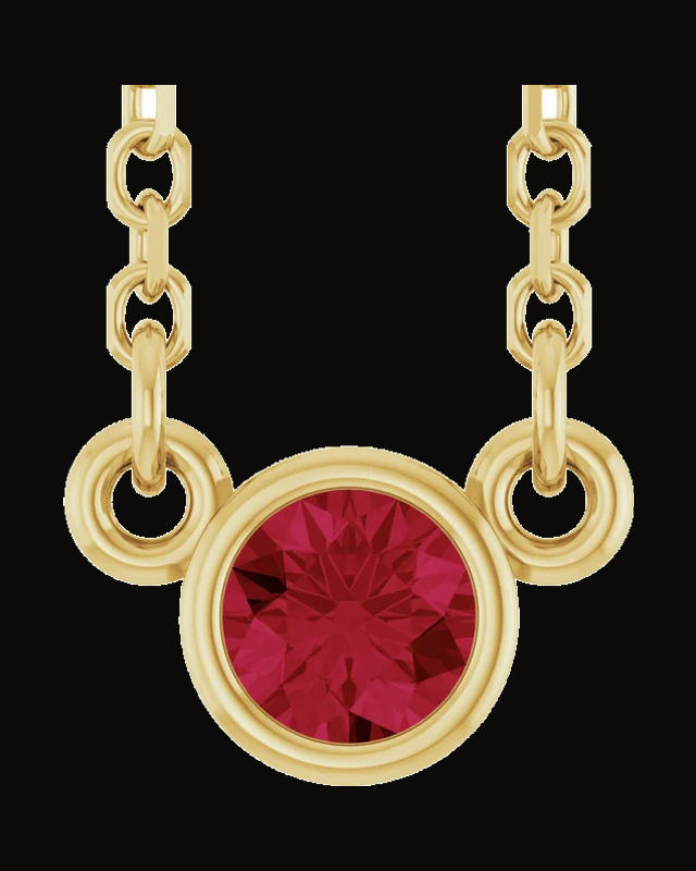 Youth Bezel-Set Solitaire Birthstone Necklace — 14K Yellow Gold · 3 mm