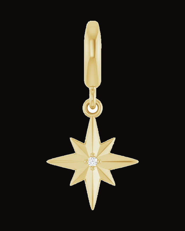 0.005 Ct Round Natural Diamond Pendant/Charm — 14K Yellow Gold