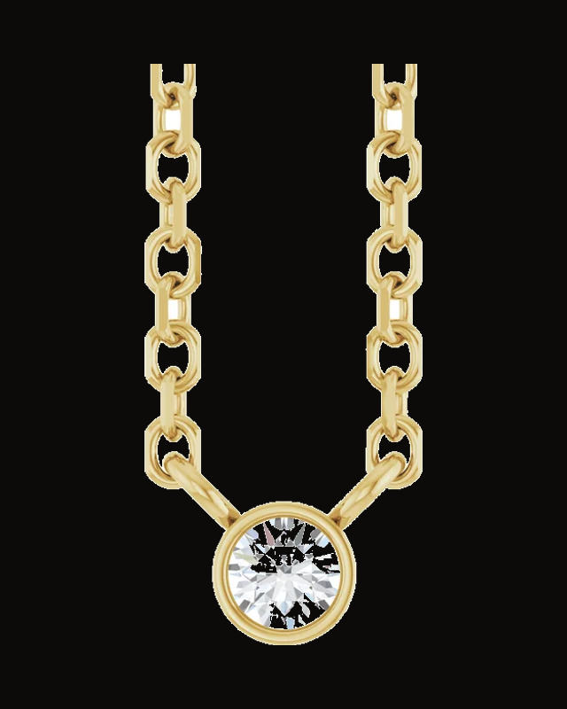 Bezel-Set Solitaire Necklace — 14K Yellow Gold