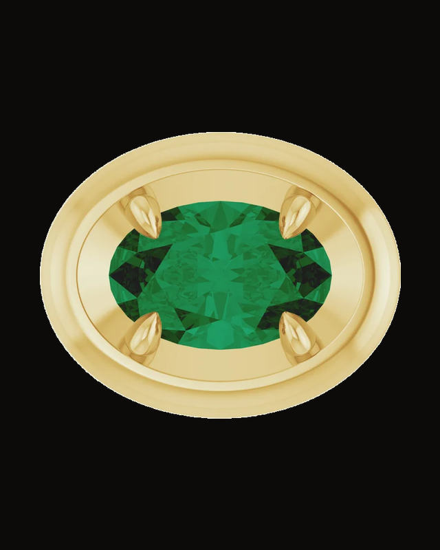 Lab-Grown Emerald Solitaire Slide Pendant — 14K Yellow Gold