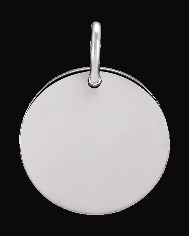 Engravable Circle Charm/Pendant — Sterling Silver