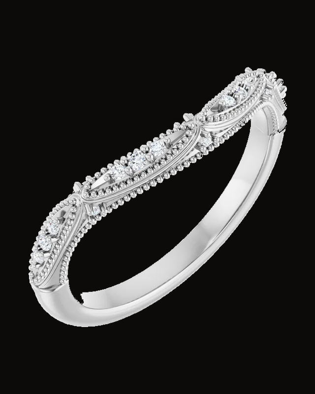 0.07 CTW Lab-Grown Diamond Contour Band — Rhodium-Plated on 14K White Gold · 2.2 mm