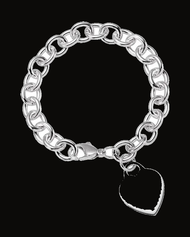 Engravable Heart Charm Bracelet — Sterling Silver