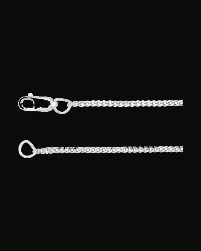 1.35 mm Diamond-Cut Curb Chain — Rhodium-Plated on Sterling Silver