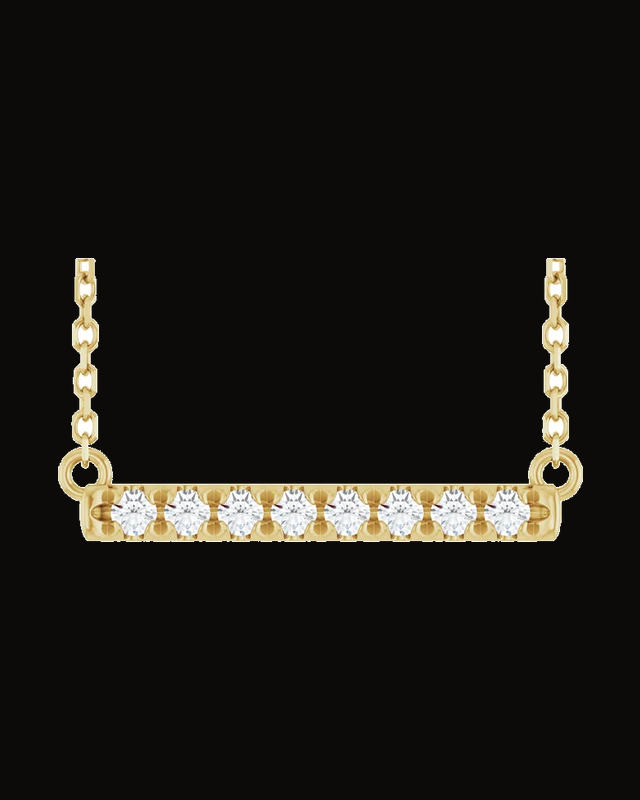 French-Set Bar Necklace or Center — 14K Yellow Gold · Lab-Grown Diamond