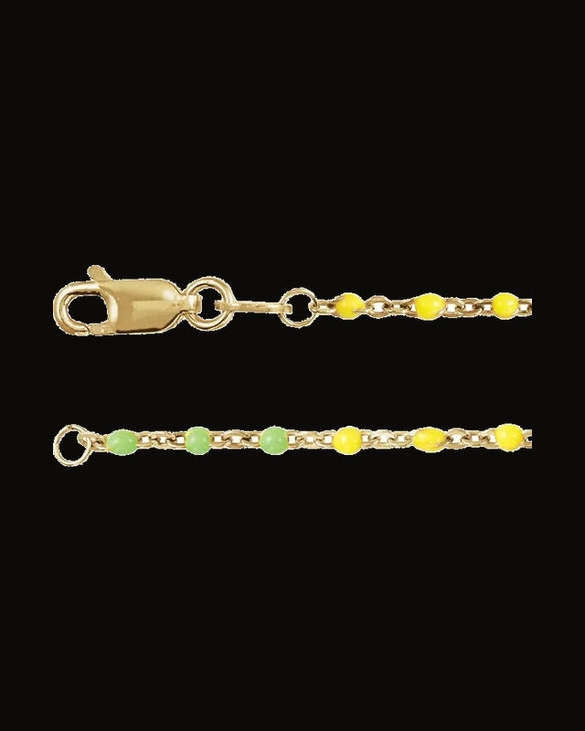 Multicolor Enamel Bead Cable Chain — 14K Yellow Gold-Filled