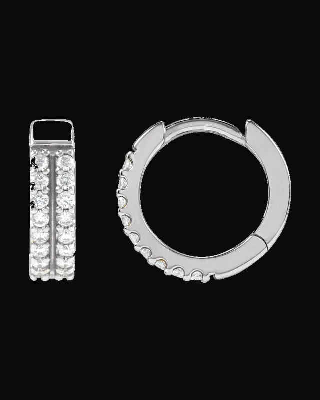 1/5 CTW Lab-Grown Diamond Double-Row Hoop Earrings — 14K Yellow / White Gold · 1.2 mm