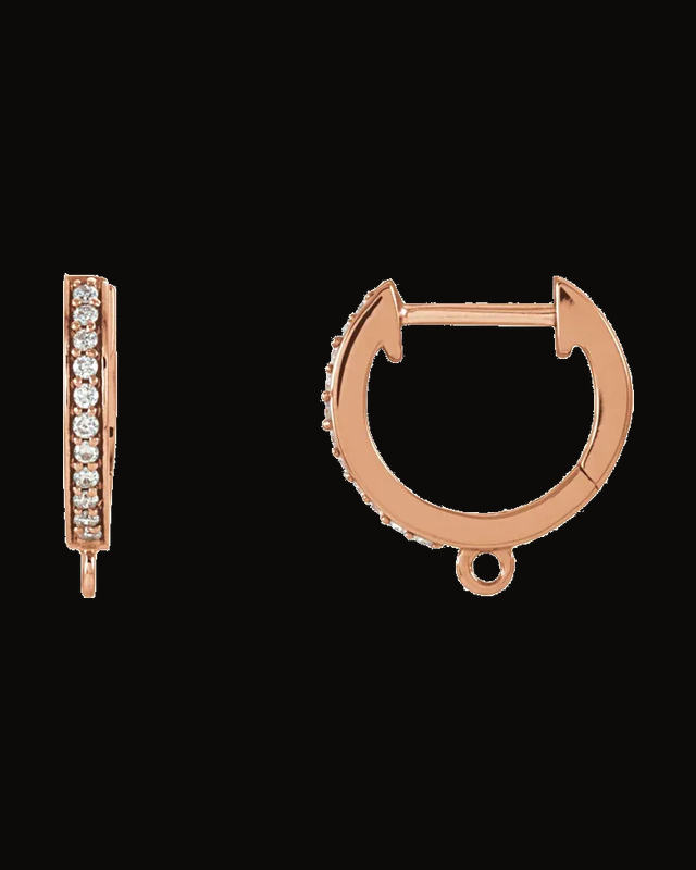 1/10 CTW Natural Diamond Hinged Hoop Earring Tops — 14K Rose Gold