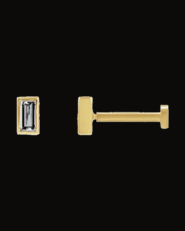 0.07 Ct Lab-Grown Diamond Bezel-Set Earring With Press Fit Back — 14K Yellow / White Gold