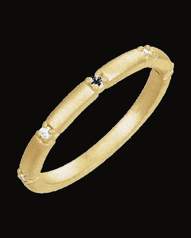 Five-Stone Anniversary Band with Bead Blast Finish — 14K Yellow Gold · 1.5 mm