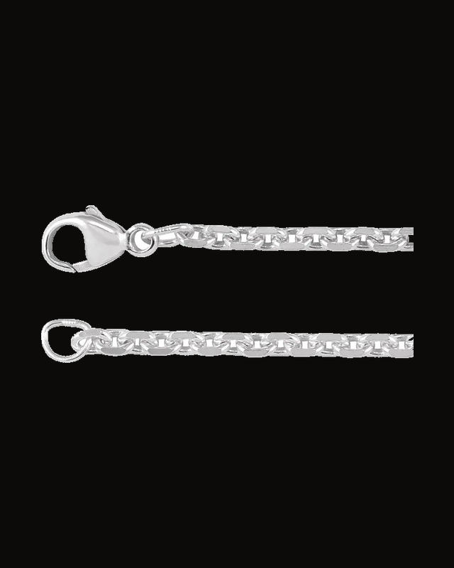 2.44 mm Diamond-Cut Cable Chain — Rhodium-Plated on Sterling Silver