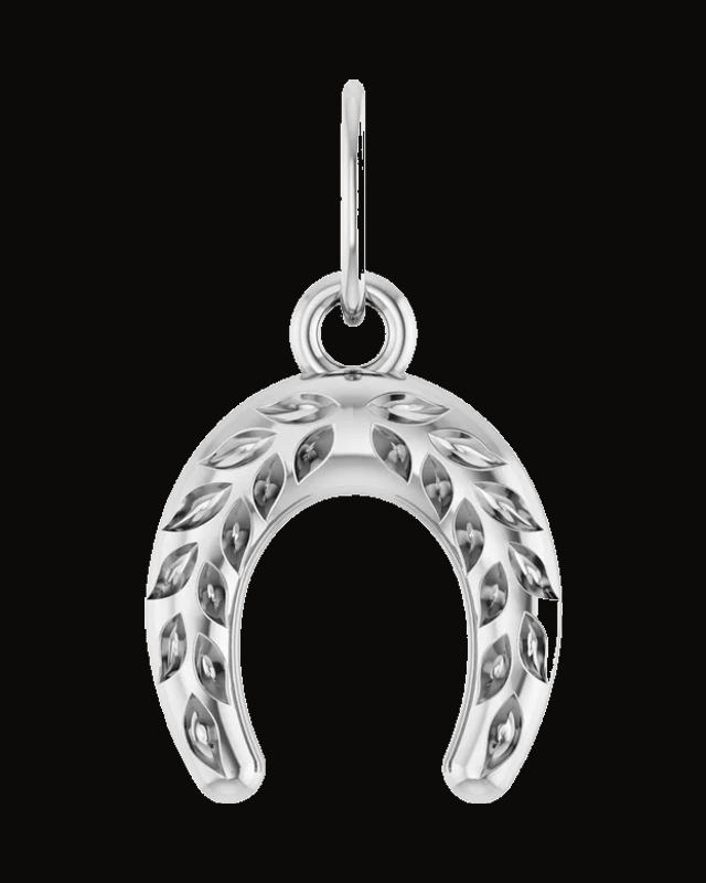 Wheat Pattern Horseshoe Necklace or Pendant — Sterling Silver