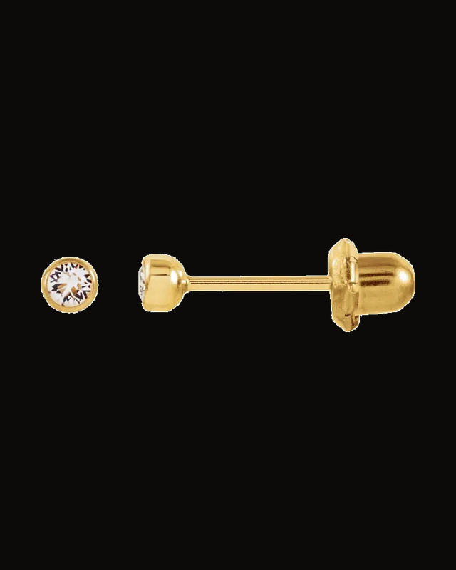 Inverness Imitation Cubic Zirconia Piercing Earrings — 14K Yellow Gold · 3 mm