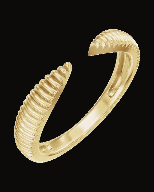 Ridged Open Band — 14K Yellow Gold · 2.3 mm · Size 6