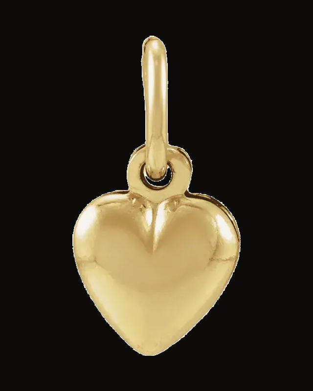 Puffed Heart Charm/Pendant — 14K Yellow Gold-Filled