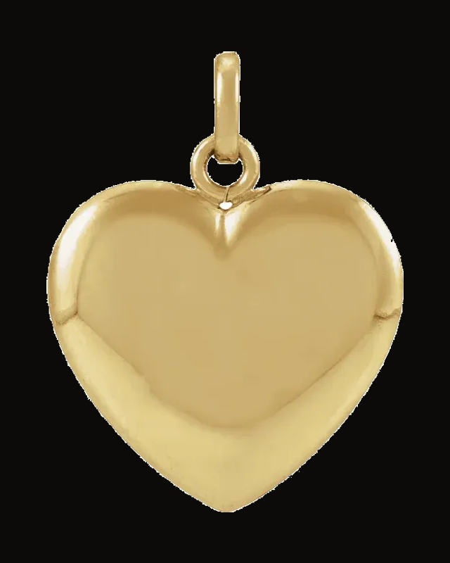 Large Thin Heart Charm/Pendant With Loop — 14K Yellow Gold-Plated