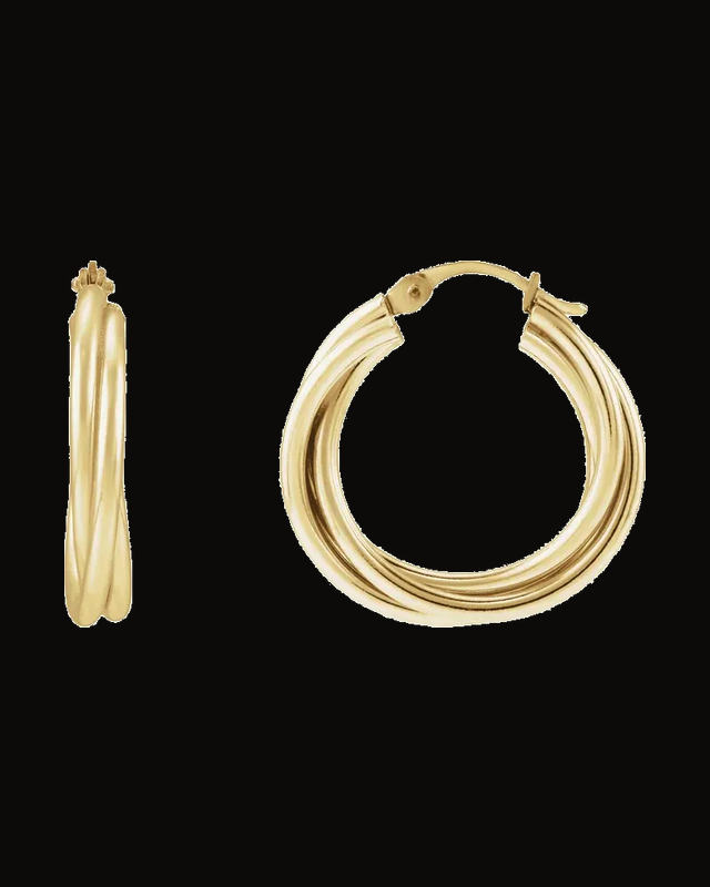 Criss-Cross Hoop Earrings — 14K Yellow Gold-Plated