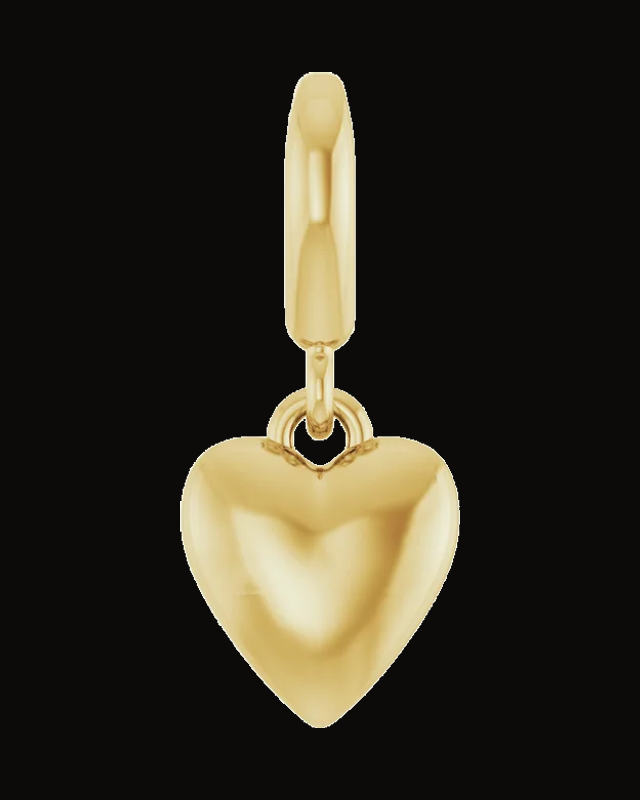 Puffed Heart Charm/Pendant — 14K Yellow Gold