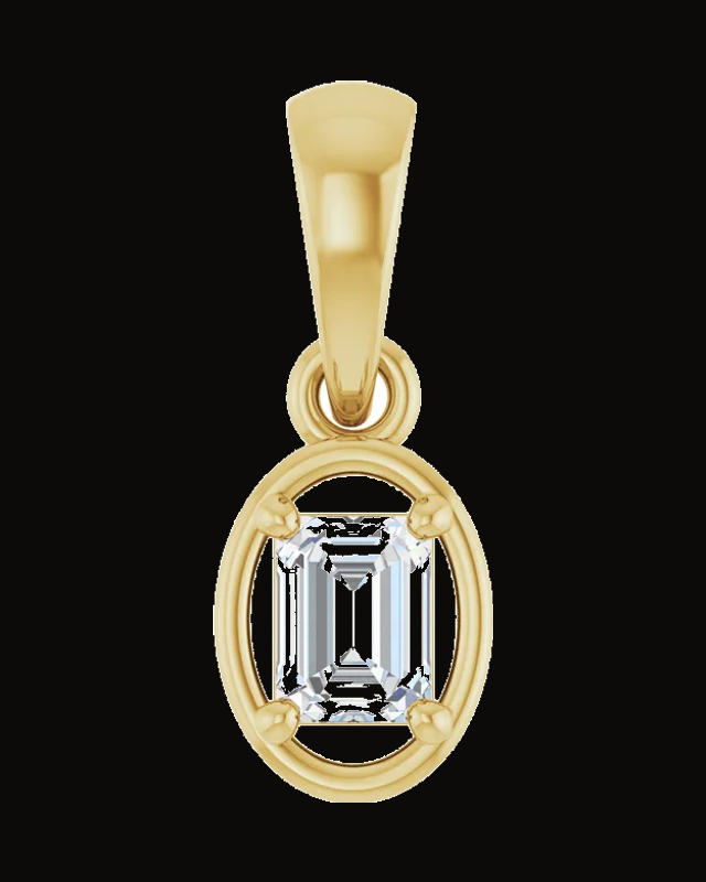 Emerald 1/4 Ct Lab-Grown Diamond Solitaire Charm/Pendant — 14K Yellow / White Gold