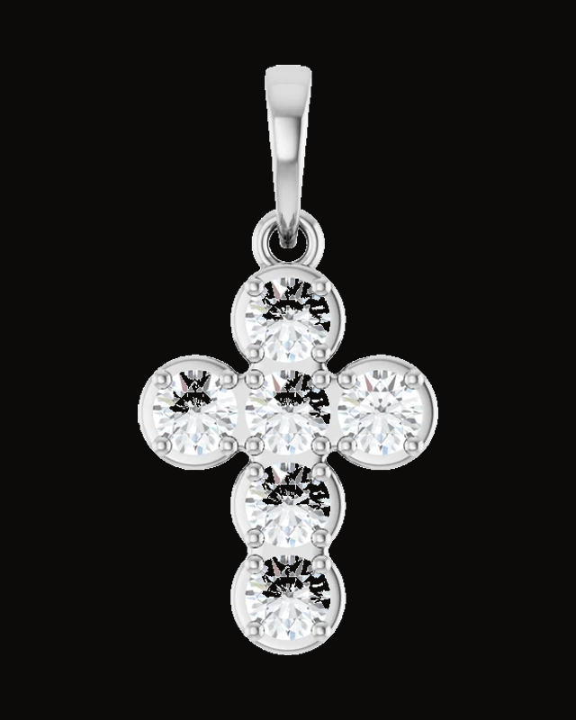 1/2 CTW Lab-Grown Diamond Cross Pendant — 14K White / Yellow Gold