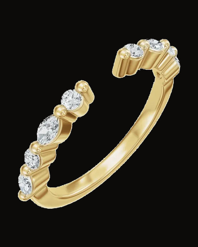 1/3 CTW Lab-Grown Diamond Vintage-Inspired Open Band — 14K Yellow Gold · 1.8 mm · Size 7
