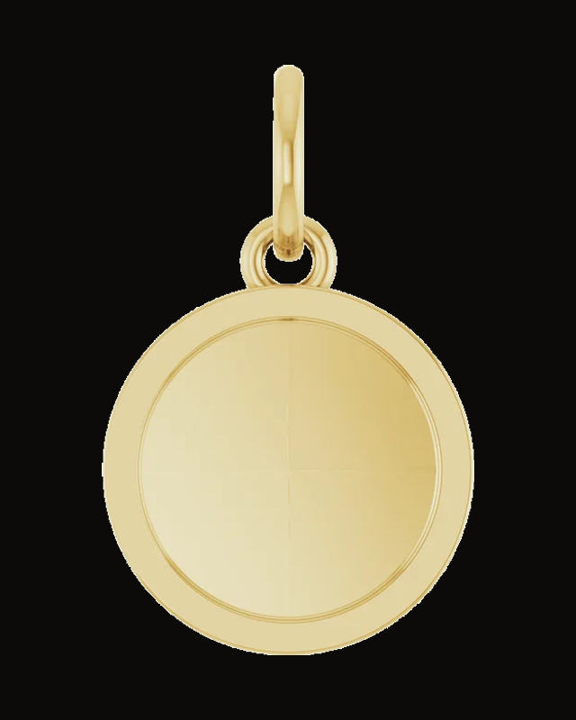 Engravable Round Pendant — 14K Yellow Gold — Brush