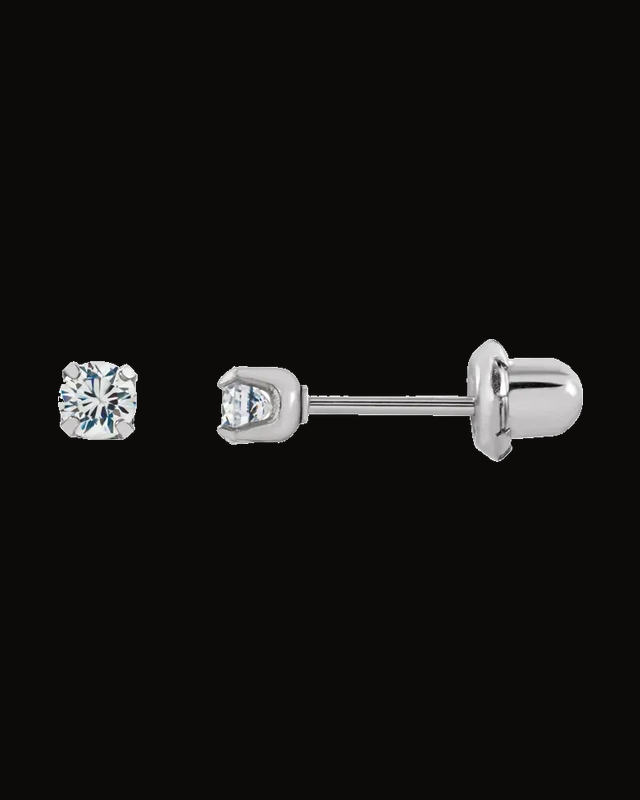 Round 4-Prong Inverness® Piercing Stud Earrings — Stainless Steel