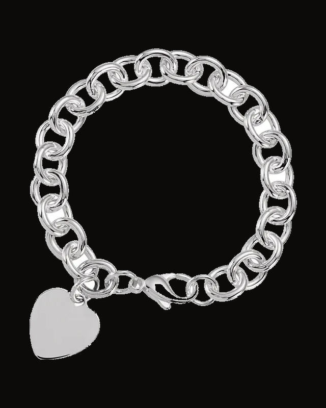 Engravable Heart Charm Bracelet — Sterling Silver