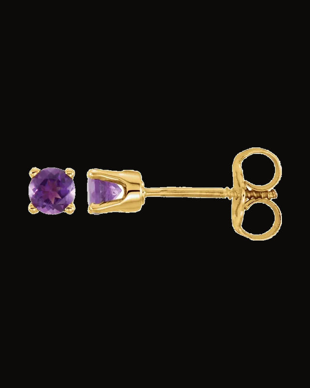 Round 4-Prong Youth Birthstone Stud Earrings — 14K Yellow / White Gold · 3 mm